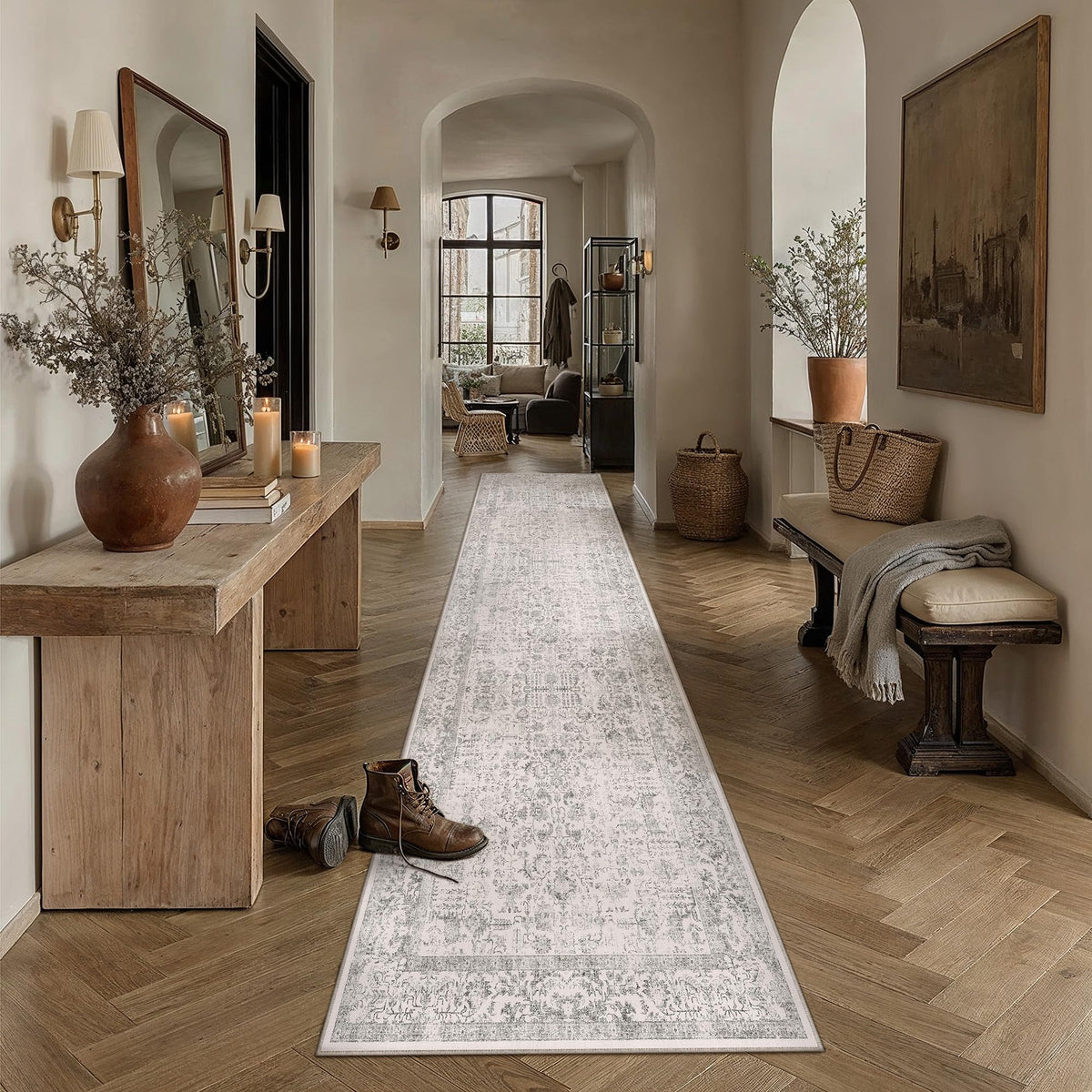 PureCozy Gray Area Rug 8x10 Vintage Floral
