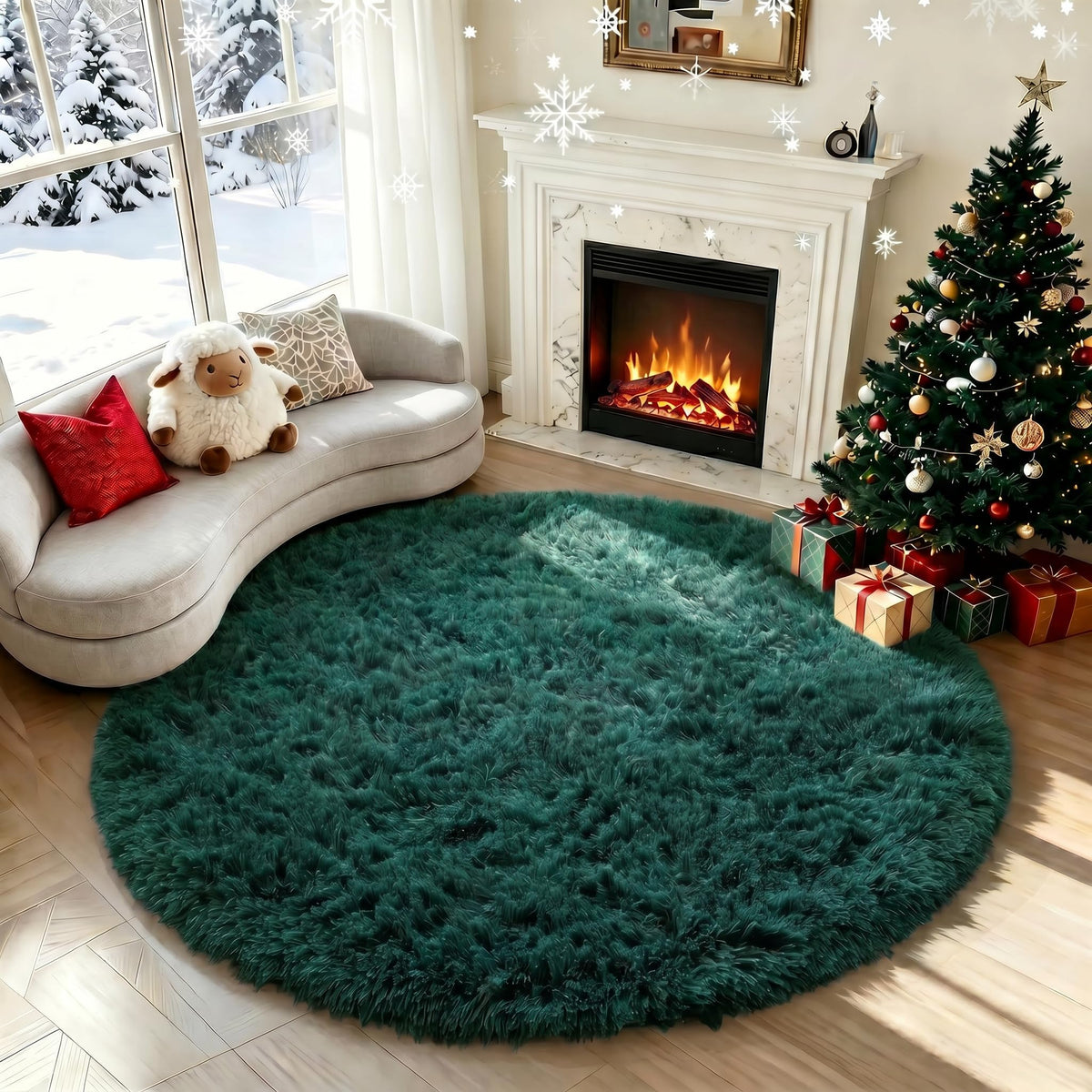 Pink Round Rug for Girls Bedroom 4Ft, Fluffy Shaggy Fuzzy Circle Area Rugs