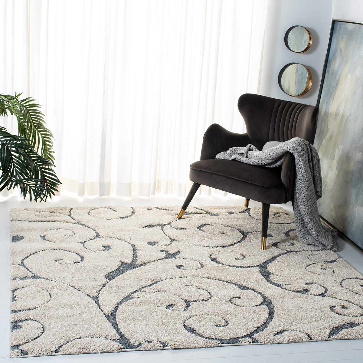 SAFAVIEH Florida Shag Rug 8'x10', Soft Plush Cream & Beige SG455-1113
