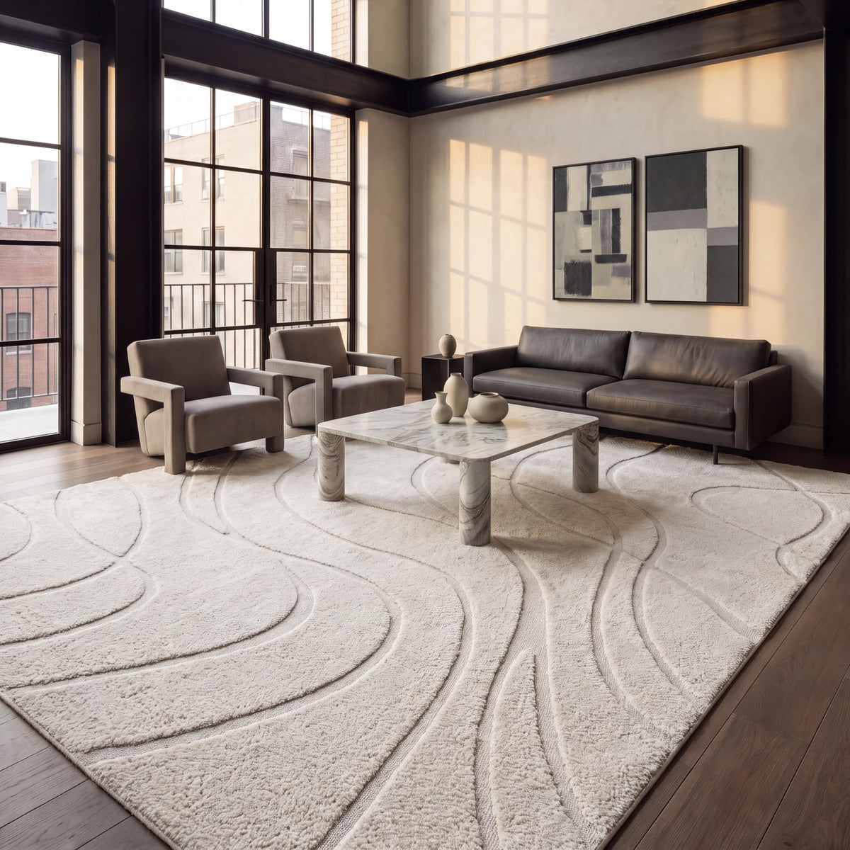 SAFAVIEH Florida Shag Rug 6'x9', Soft Plush Modern Cream & Beige SG471-1113