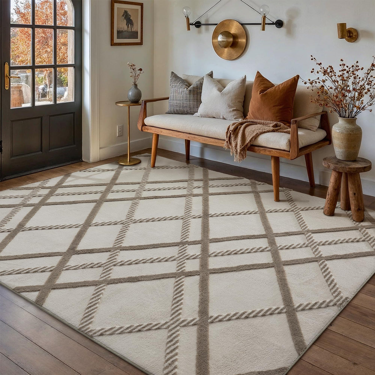 HUGEAR 8x10 White Soft Shag Area Rug Non Slip for Living Room