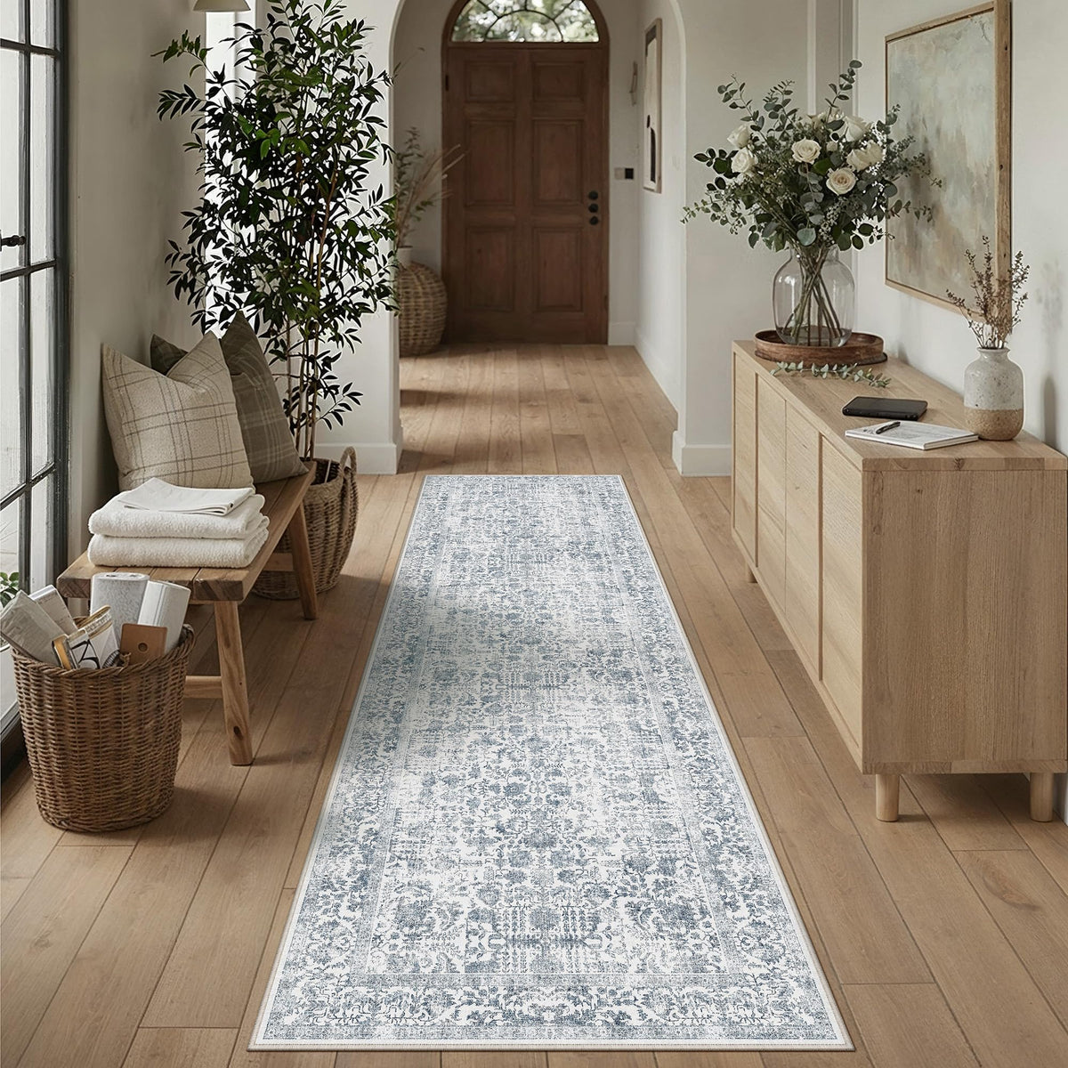 PureCozy Gray Area Rug 8x10 Vintage Floral