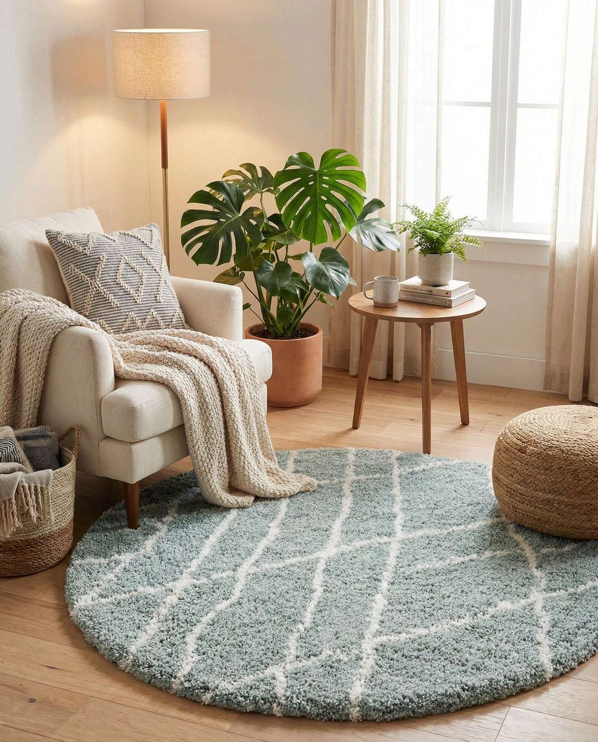 Rugs.com - Soft Touch Shag Rug – 6' 1 x 9' Sage Green Plush Shag Rug – Ultra Soft High Pile Area Rug for Bedroom, Living Room, and Home Office