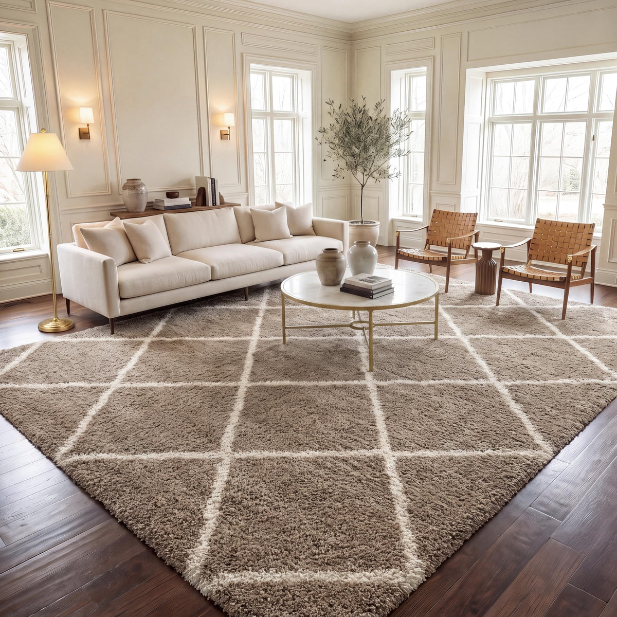 SAFAVIEH Hudson Shag Rug 8'x10', Soft Plush Moroccan Ivory & Beige SGH281D