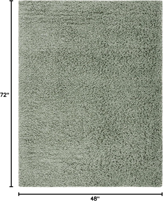 SAFAVIEH Lindsay Shag Collection Area Rug - 4' x 6', Green, Contemporary Design, Ideal for High Traffic Areas in Living Room, Bedroom & Dining Room (LNS560Y-4)
