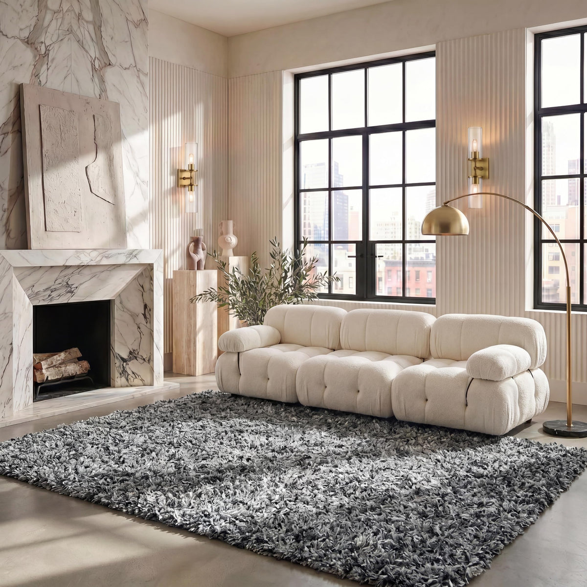 SAFAVIEH Rio Shag Collection 3' x 5' Rust / Ivory SG960P Handmade 1-inch Thick Area Rug