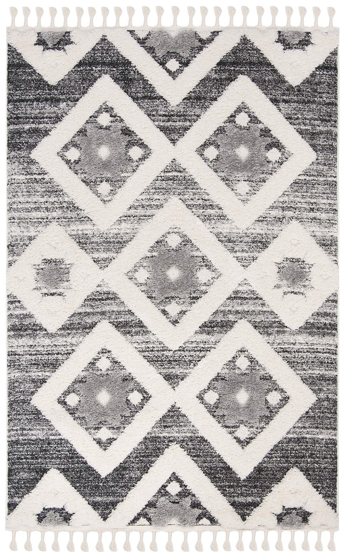 SAFAVIEH Area Rug 8x10 - Moroccan Tassel Shag Collection - Large - Rust & Ivory, Boho Design, Non-Shedding & Easy Cleaning, Plush Pile, Ideal for Living Room, Bedroom, Dining Space (MTS664P)