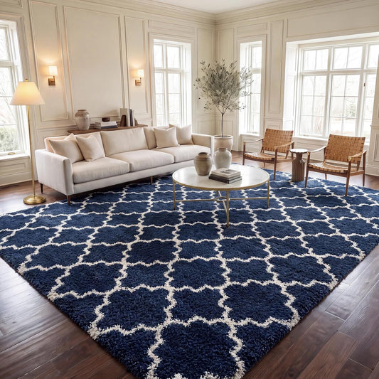 SAFAVIEH Hudson Shag Rug 9'x12', Soft Plush Modern Navy & Ivory SGH282C
