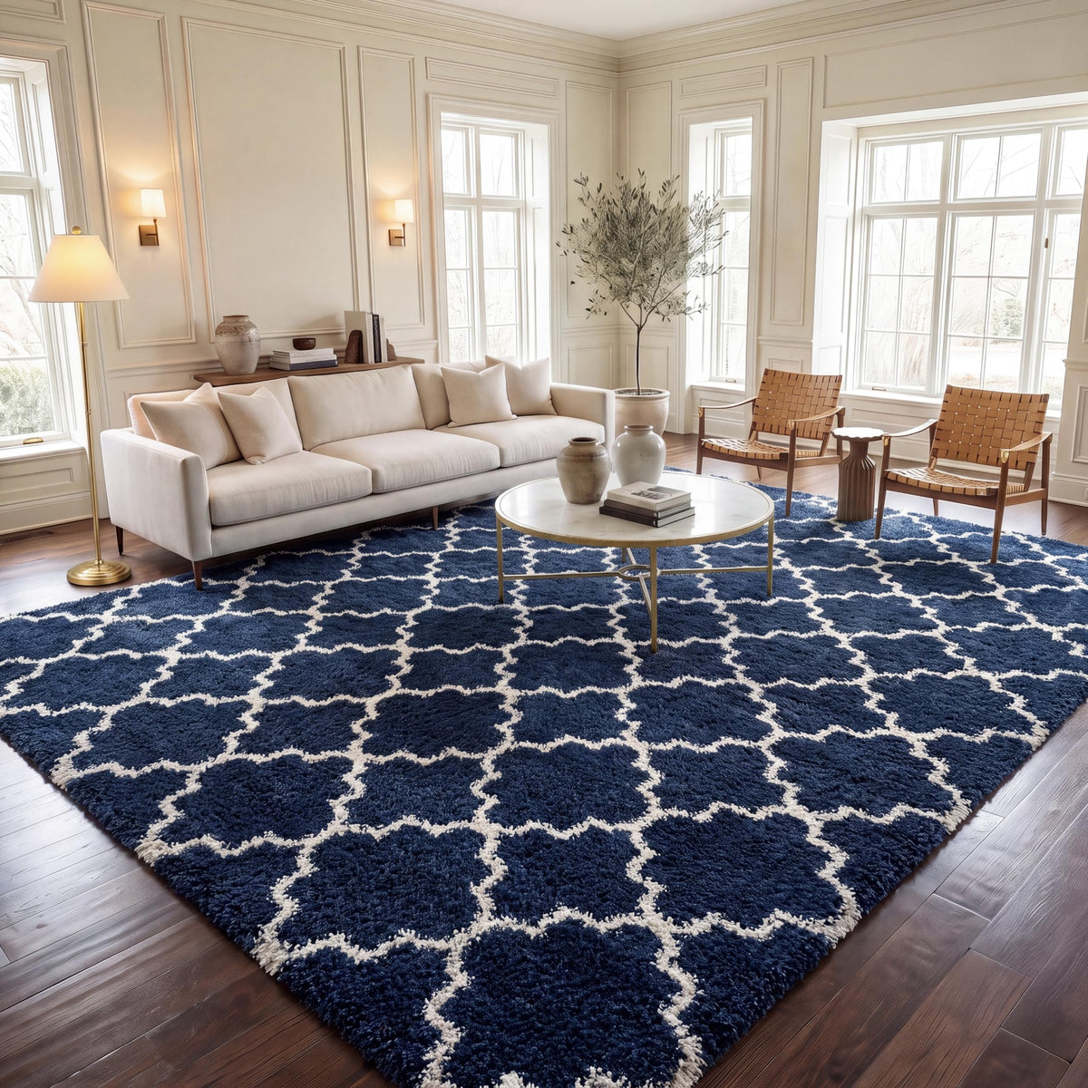 SAFAVIEH Hudson Shag Rug 9'x12', Soft Plush Modern Navy & Ivory SGH282C