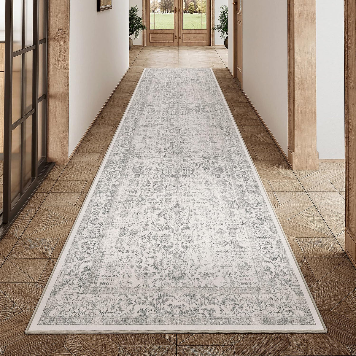 PureCozy Gray Area Rug 8x10 Vintage Floral