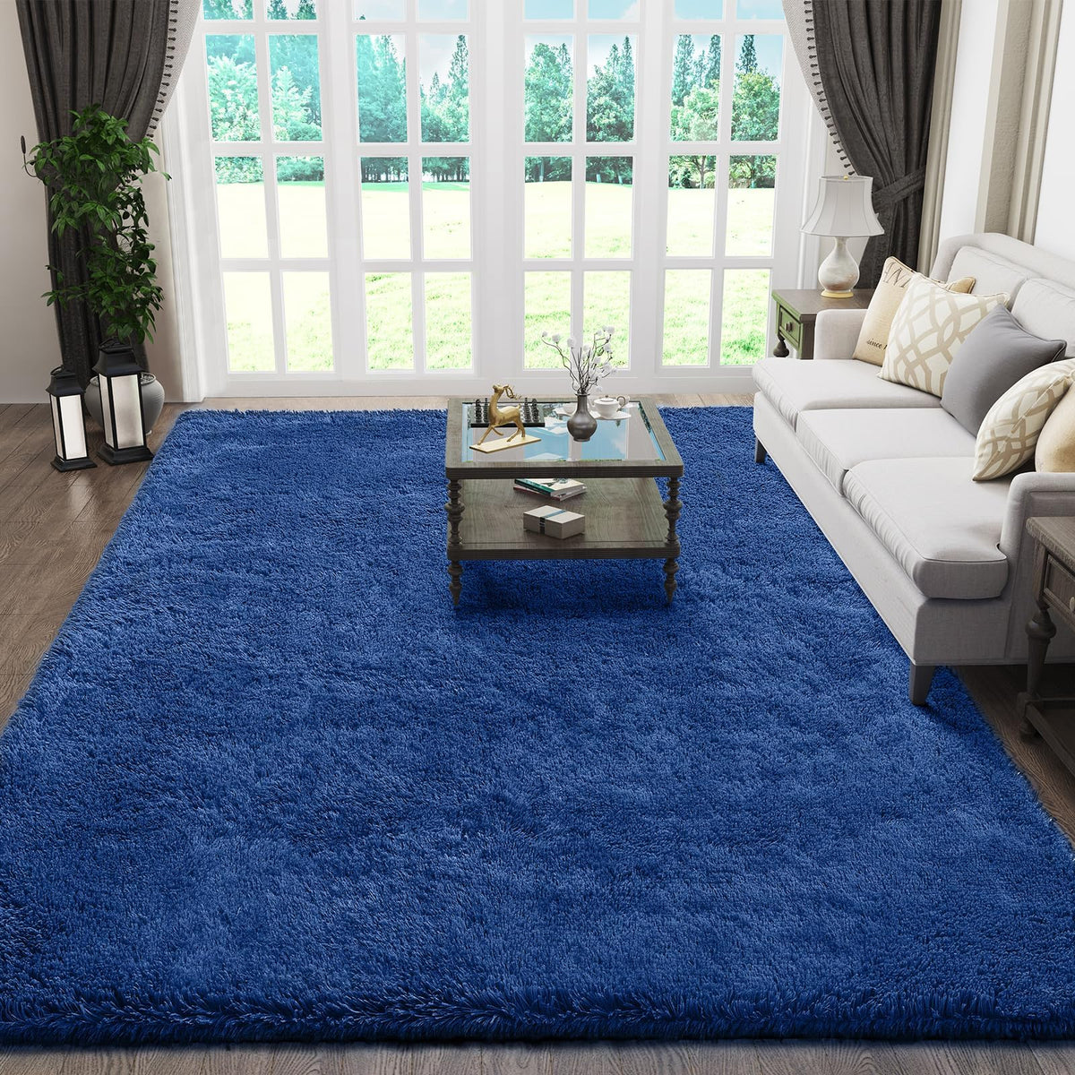 Ophanie 8x10 Area Rugs for Living Room, Washable Non-Slip Fluffy Soft Large Shag Bedroom Carpet, Ivory Big Indoor Nursery Rug, Carpets for Boy and Girls Room Dorm Decor with Over 99 pcs Pile fibers