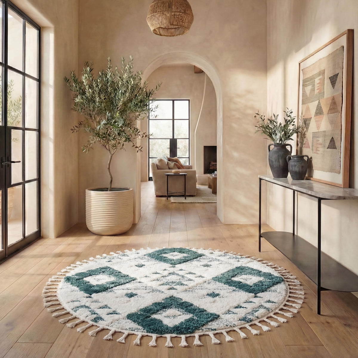SAFAVIEH Moroccan Tassel Shag Rug 5'3"x7'6", Ivory & Brick Rust MTS688P