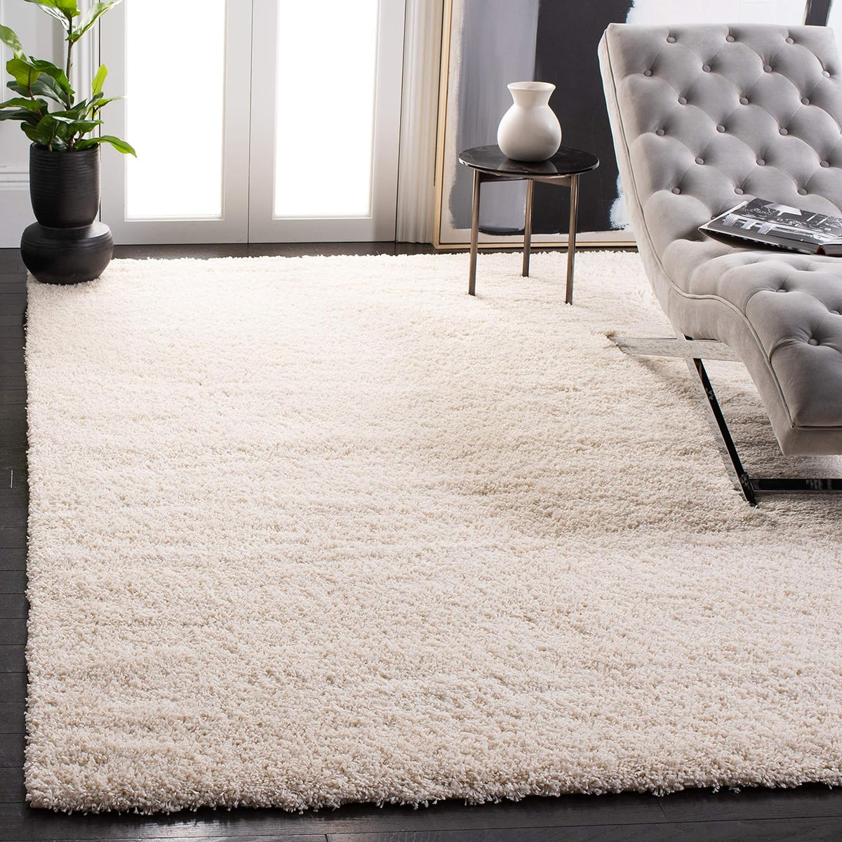 SAFAVIEH California Shag Collection Area Rug - 8'6" x 12', Ivory, Non-Shedding & Easy to Clean, Ultra Plush Thick Pile, Ideal for Living Room, Bedroom, Dining Space (SG151-1212)