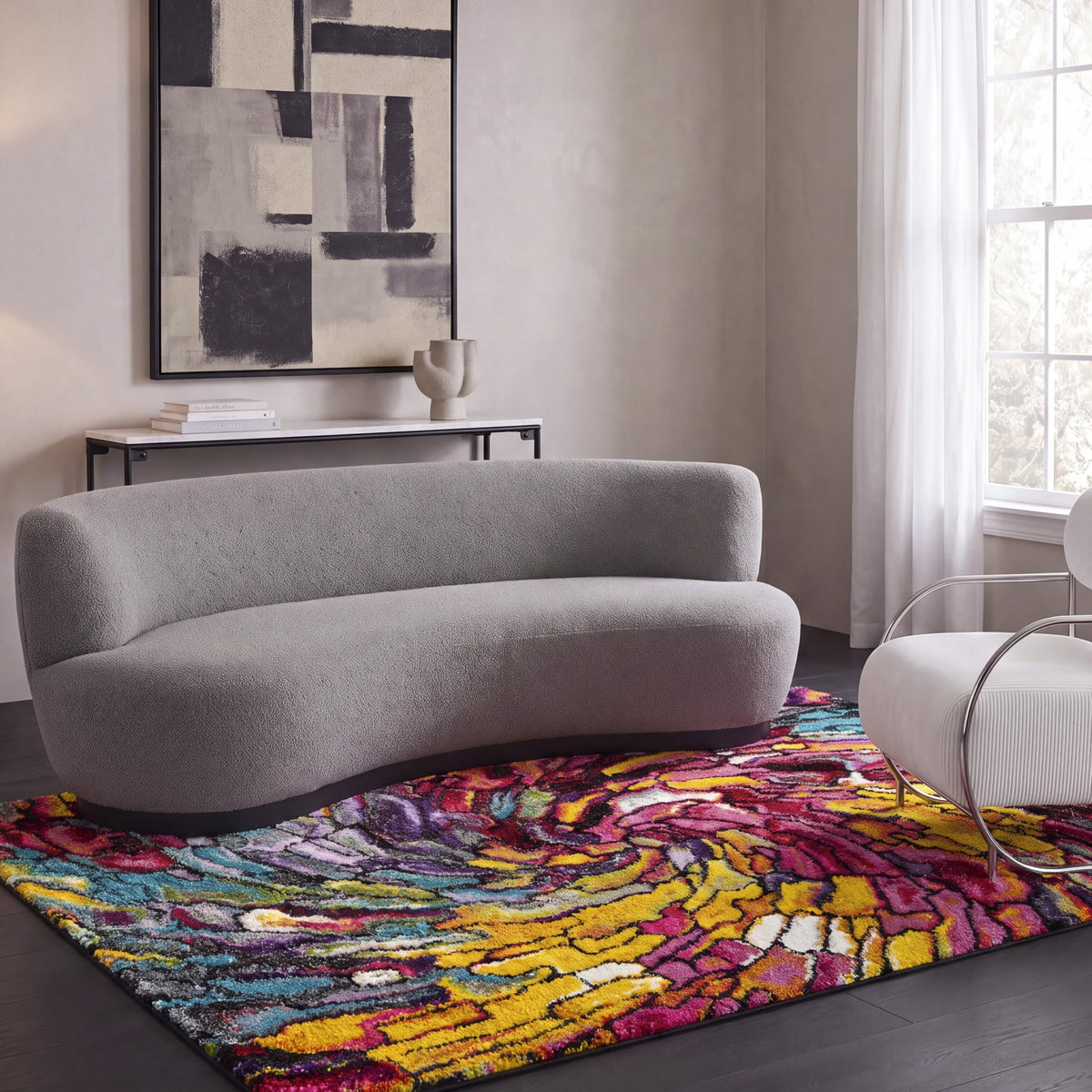 SAFAVIEH Area Rug 8x10 - Fiesta Shag Collection - Large - Multi, Abstract Rainbow Design, Non-Shedding & Easy Cleaning, Ideal for Living Room, Bedroom, Dining Space (FSG373M)