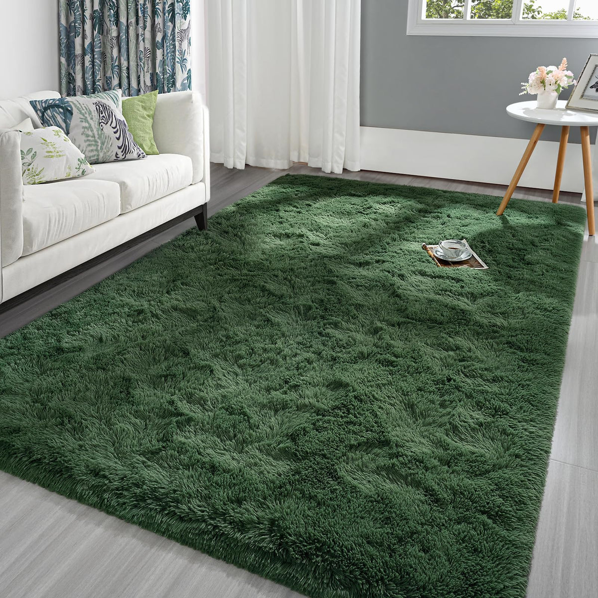 Pettop Fluffy Sage Green Rug for Bedroom Living Room, 6x9 Feet Super Soft Shaggy Plush Fuzzy Rugs for Girls Kids Boys, Non-Slip and Washable Rug for Nursery Classroom, Carpet for Rooms Decor