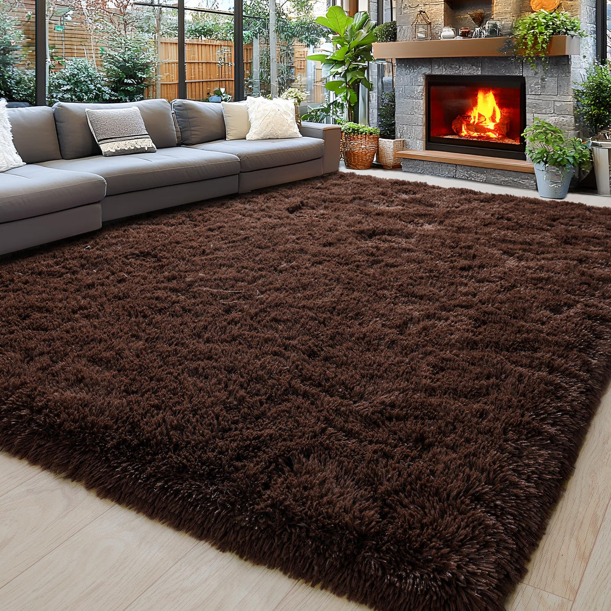 8x10 Area Rugs for Living Room, Cream White Soft Fuzzy Large Shaggy Rug