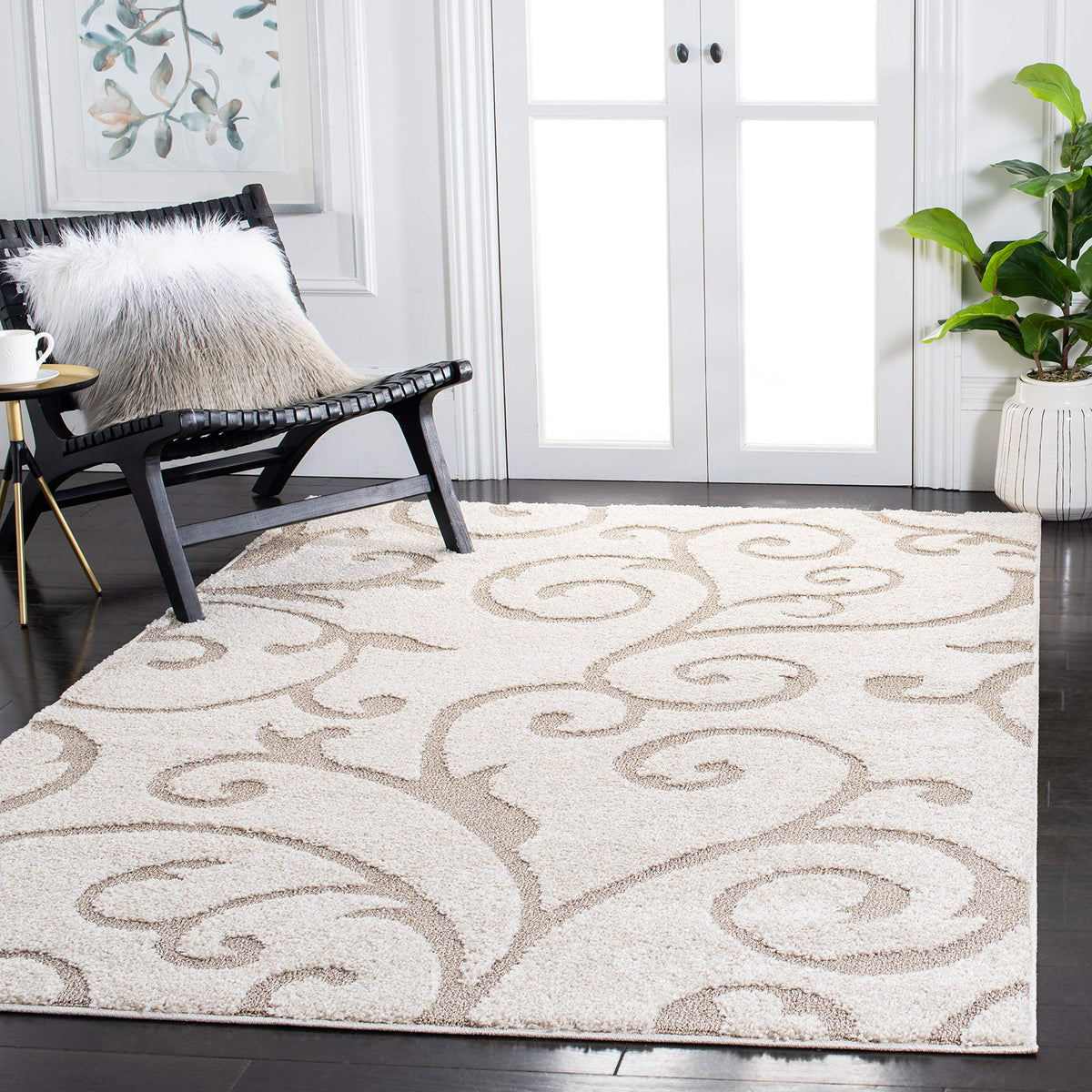 SAFAVIEH Florida Shag Rug 8'x10', Soft Plush Cream & Beige SG455-1113