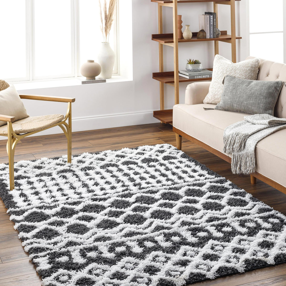 Livabliss Hapsburg Moroccan Shag Area Rug, 5'3" x 7'3", Beige