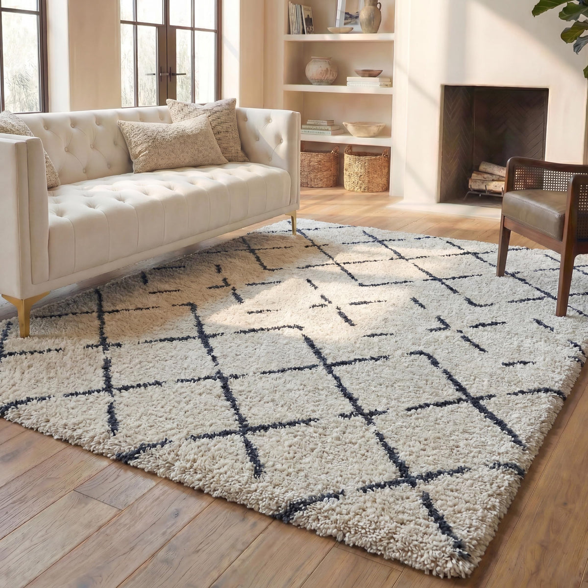 SAFAVIEH Arizona Shag Rug 5'1"x7'6", Soft Plush Ivory & Beige ASG743A