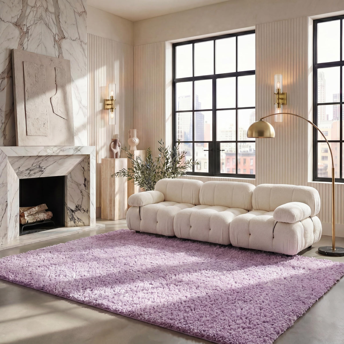 SAFAVIEH August Shag Rug 8'x10', Soft Plush Modern Ivory AUG900C