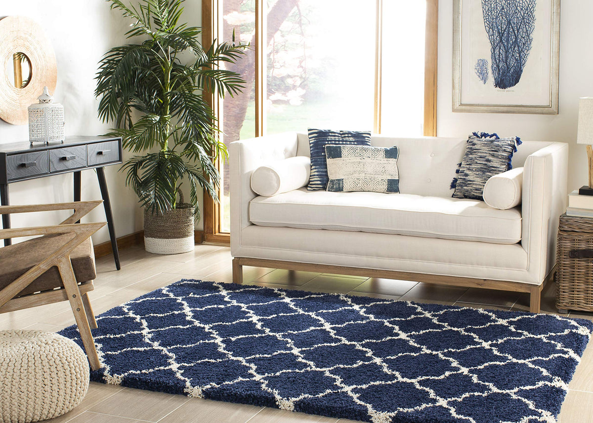 SAFAVIEH Hudson Shag Rug 9'x12', Soft Plush Modern Navy & Ivory SGH282C