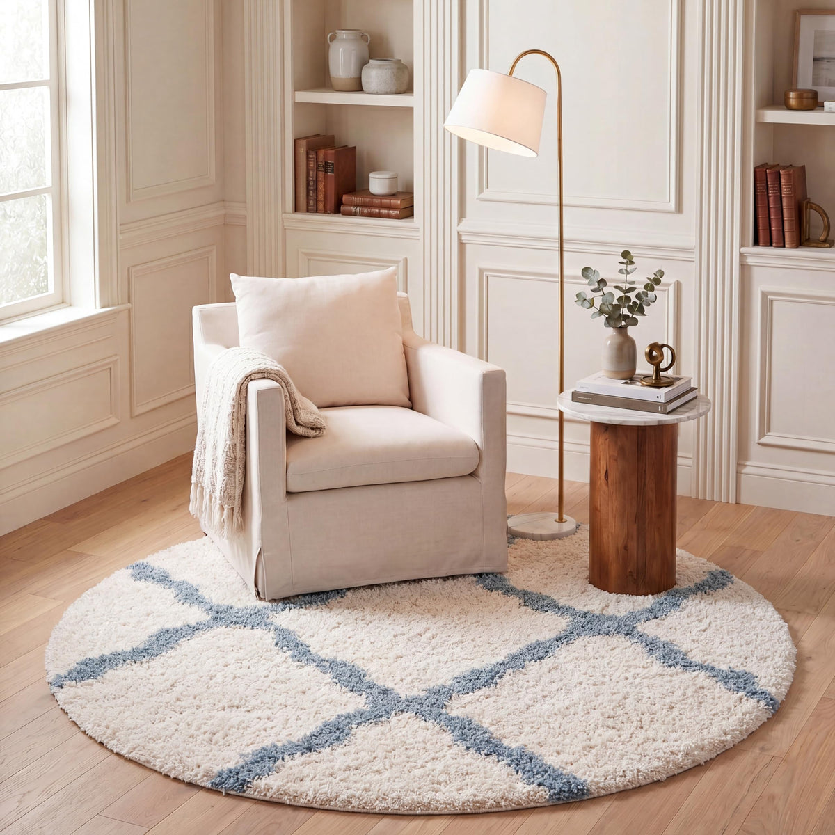 SAFAVIEH Dallas Shag Collection 8' x 10' Beige/Ivory SGD257D Trellis Non-Shedding Living Room Bedroom Dining Room Entryway Plush 1.5-inch Thick Area Rug