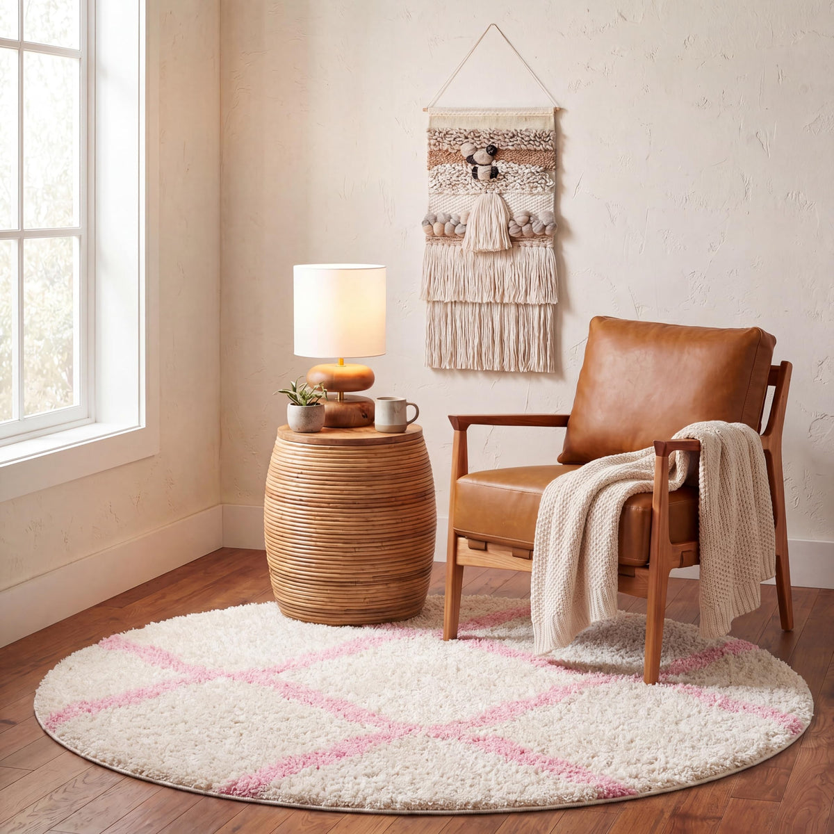 SAFAVIEH Dallas Shag Collection 8' x 10' Beige/Ivory SGD257D Trellis Non-Shedding Living Room Bedroom Dining Room Entryway Plush 1.5-inch Thick Area Rug