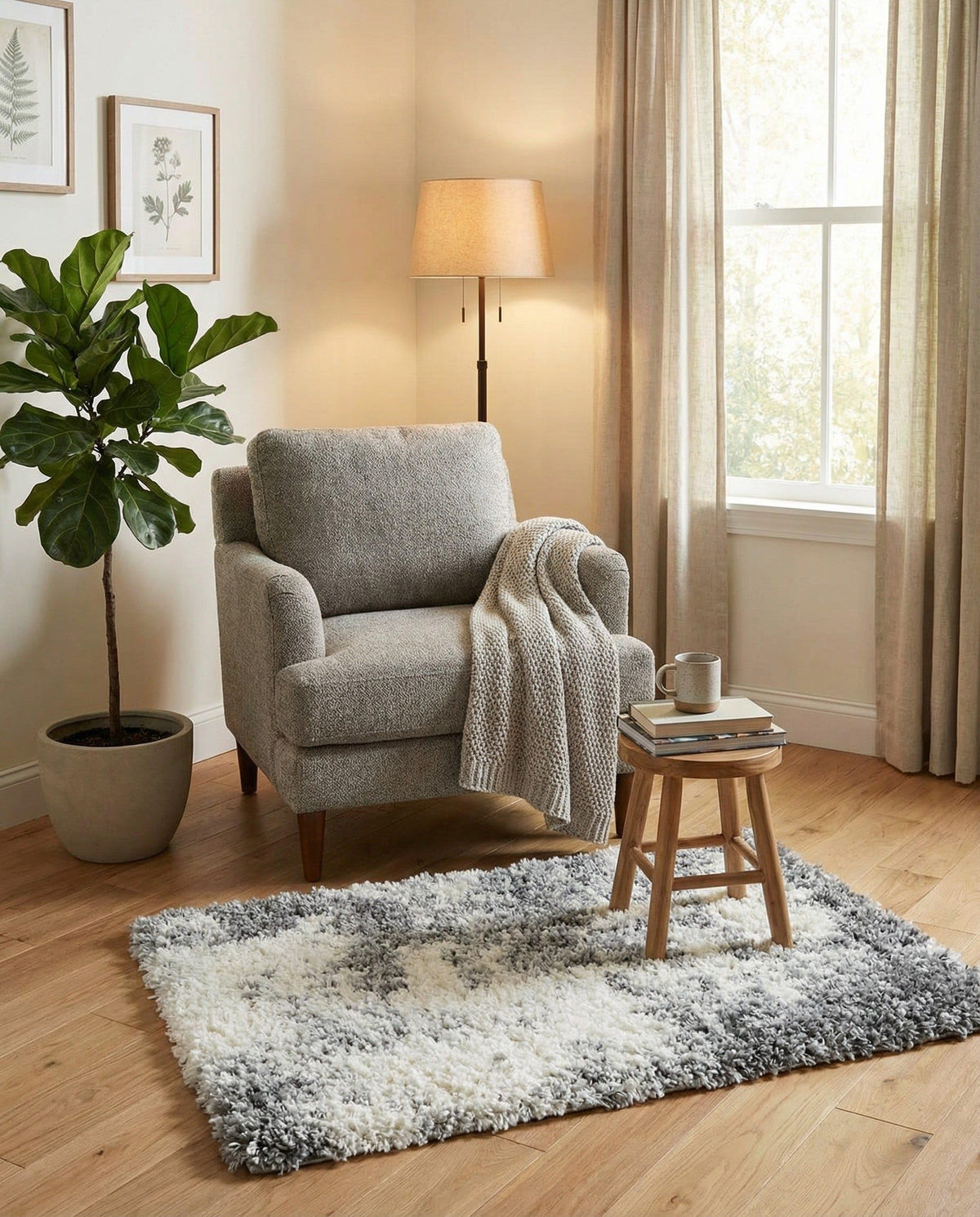 Rugs.com - Soft Touch Shag Rug – 7' 1 x 10' Khaki Shag Rug – Plush Easy-Clean Area Rug, Ideal for Bedrooms, Living Rooms, and Offices