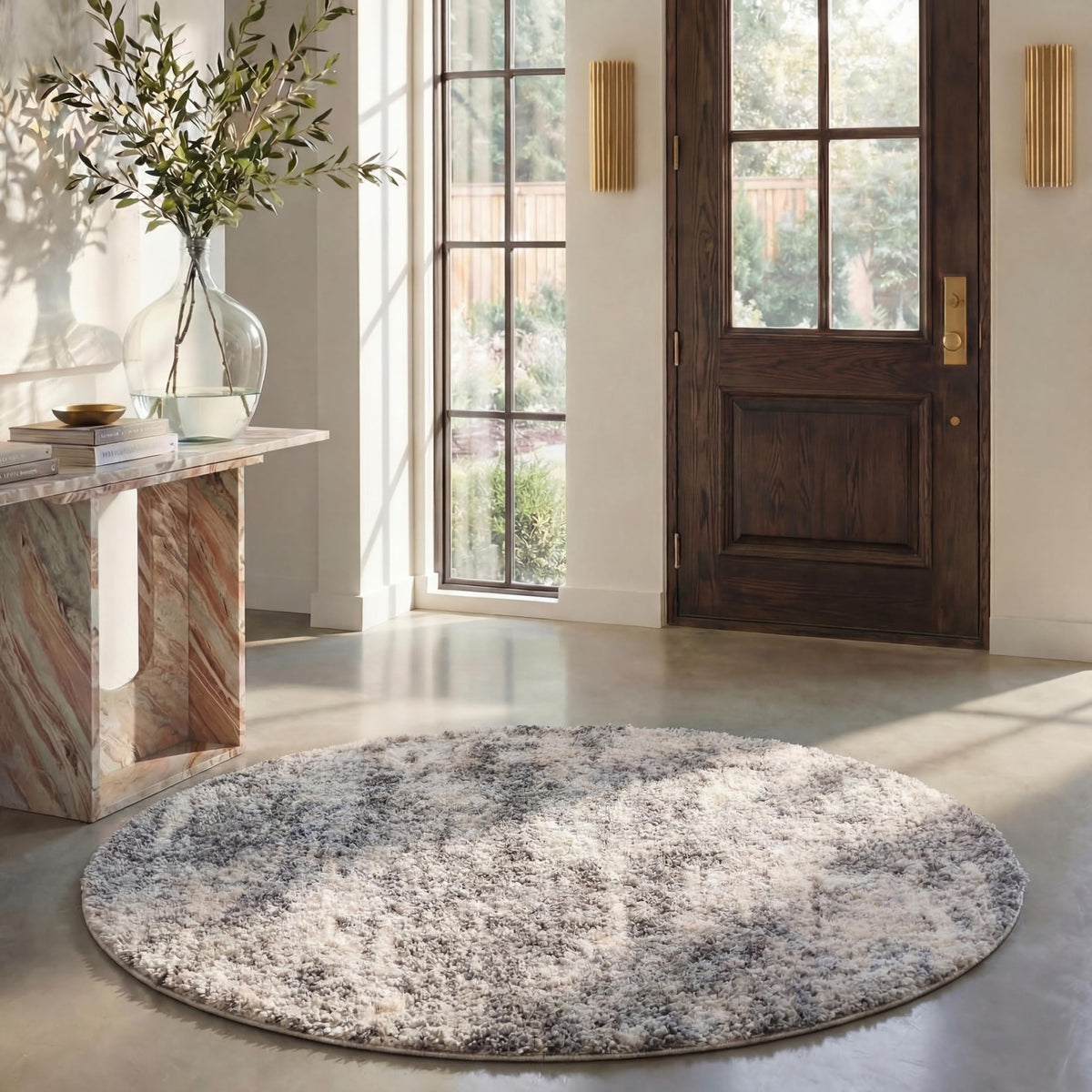 SAFAVIEH Berber Shag Rug 8x10, Large Grey Blue & Cream BER219G