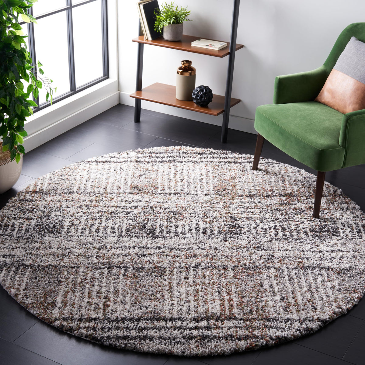 SAFAVIEH Jericho Shag Collection Area Rug - 6' x 9', Black & Rust, Non-Shedding & Easy Care, 1.2-inch Thick, Ideal for the Living Room, Dining Room, Bedroom (JER100Z-6)