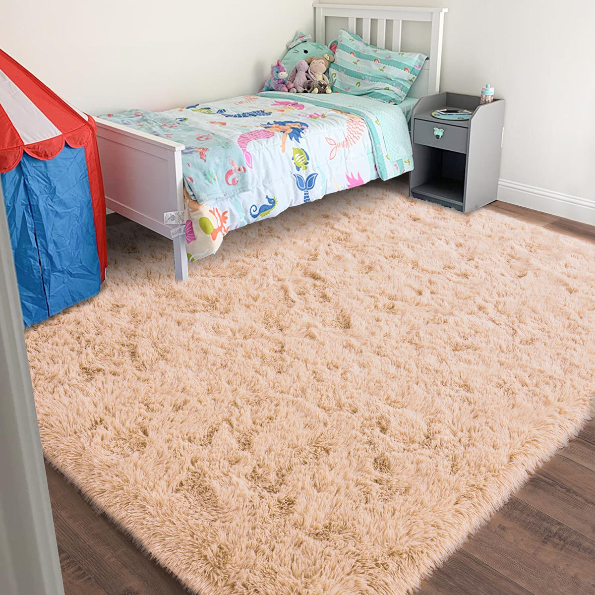 8x10 Area Rugs for Living Room, Ultra Soft Large Shag Black Bedroom Rug Upgrade Non-Slip Plush Modern Fluffy Carpet for Kids Boys Girls Room Home Decor Aesthetic