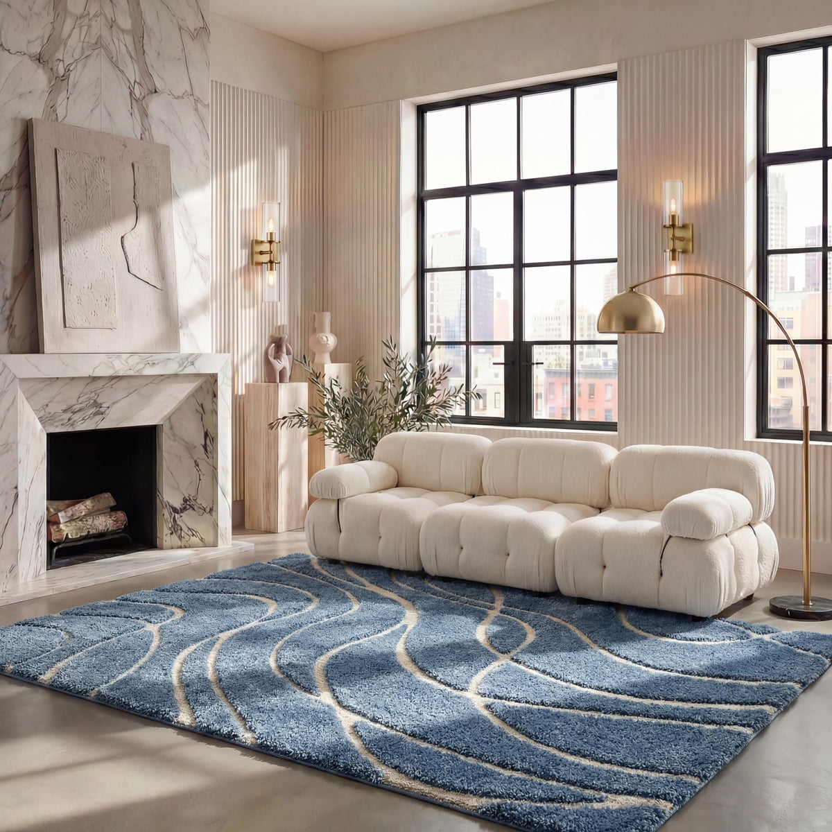 SAFAVIEH Florida Shag Rug 6'x9', Soft Plush Modern Cream & Beige SG471-1113