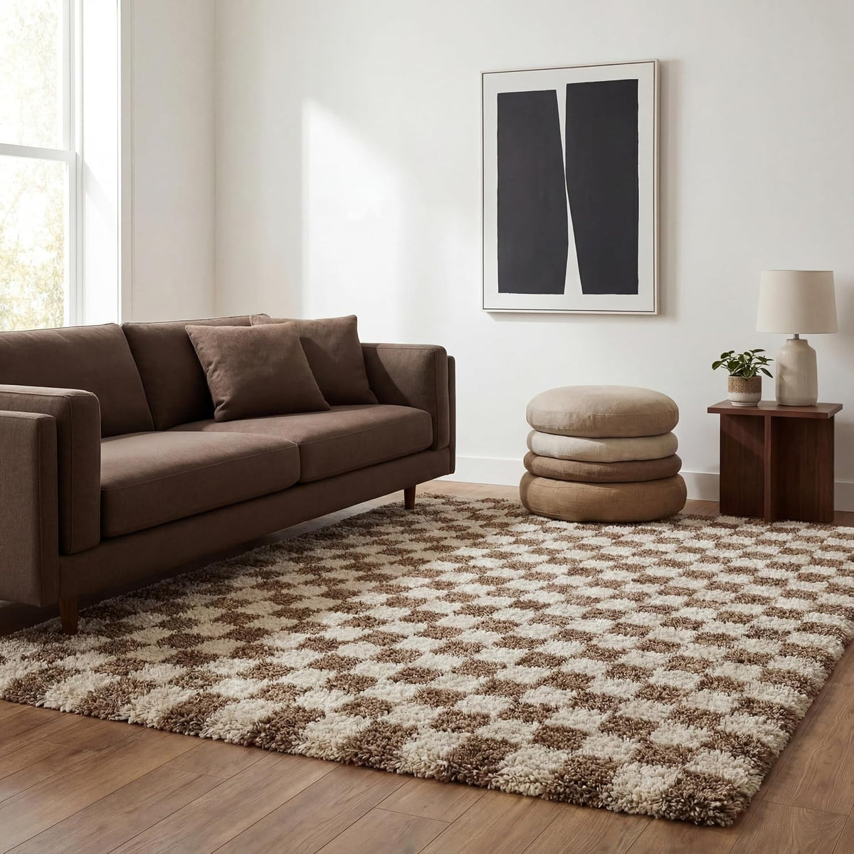 nuLOOM Adelaide Beige Checkered Power Loomed Area Rug, 5' x 8'