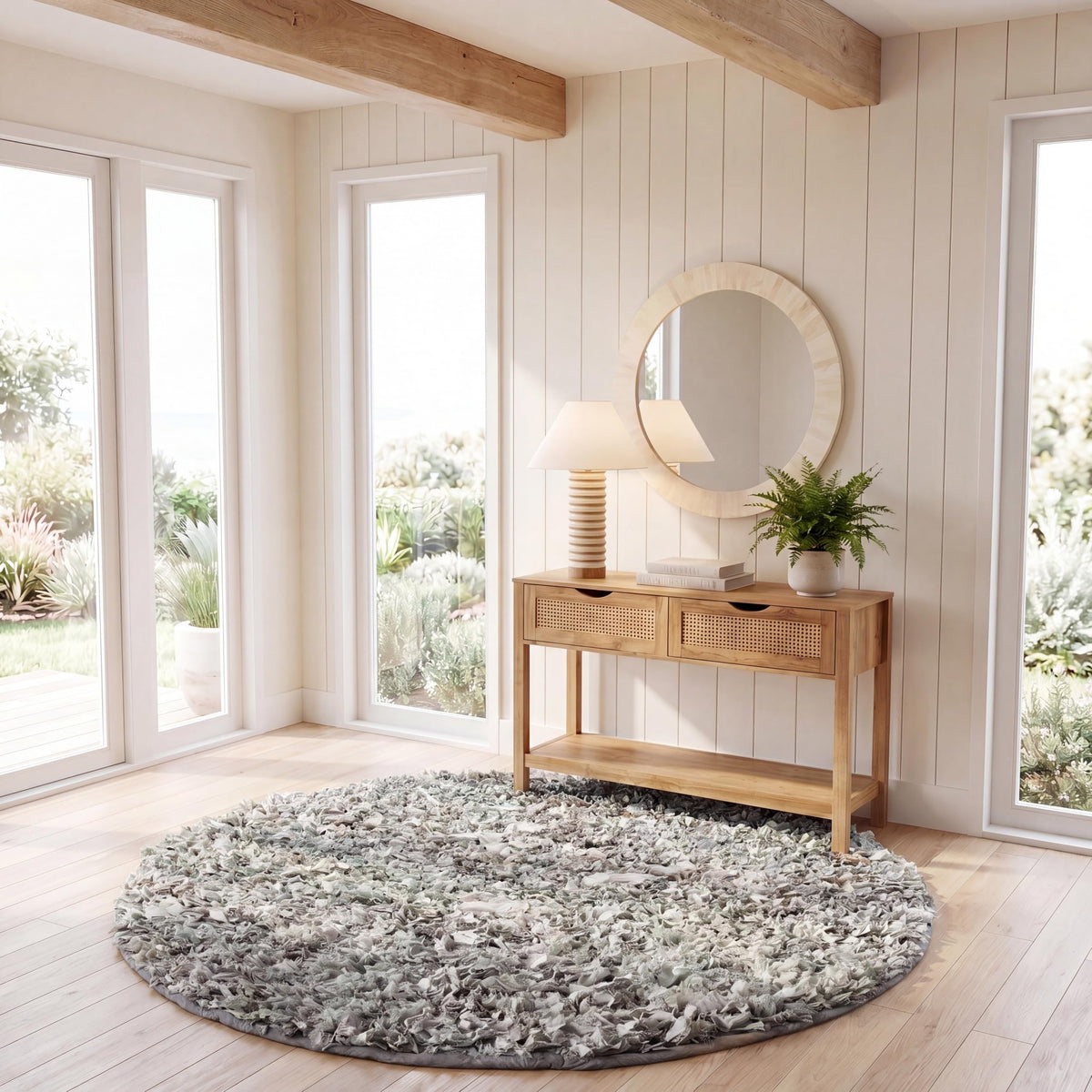 SAFAVIEH Rio Shag Collection Area Rug - 5' x 8', Creme, Handmade Decorative, 3.5-inch Thick Ideal for High Traffic Areas in Living Room, Bedroom (SG951W)