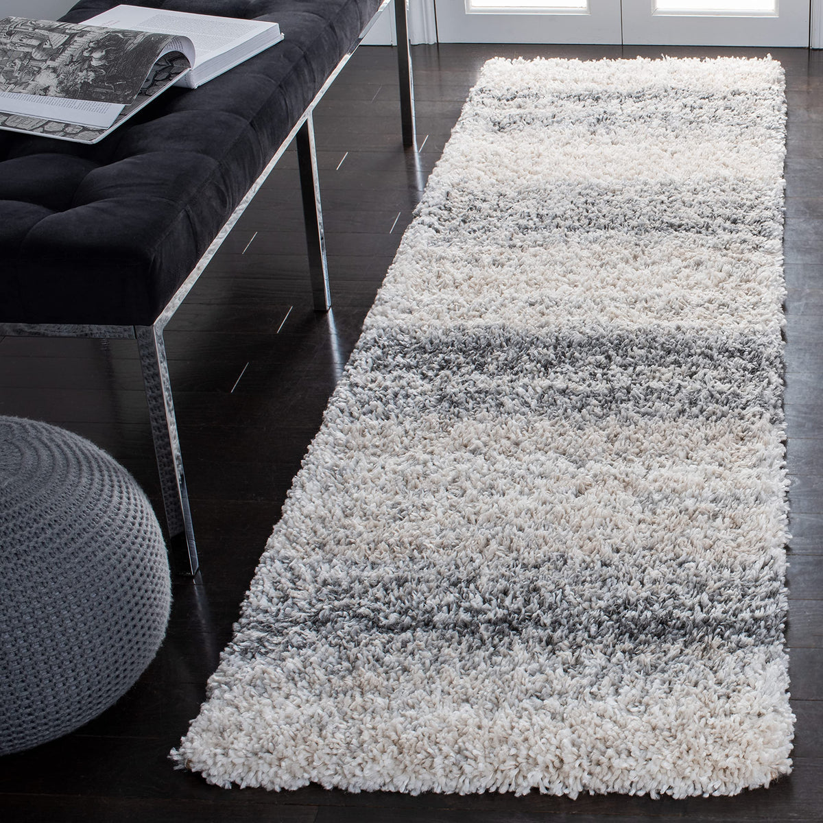 SAFAVIEH Fontana Shag Collection Area Rug - 10' x 14', Ivory & Grey, Modern Design, Non-Shedding & Easy Care, 2-inch Thick Ideal for High Traffic Areas in Living Room, Bedroom (FNT852A)
