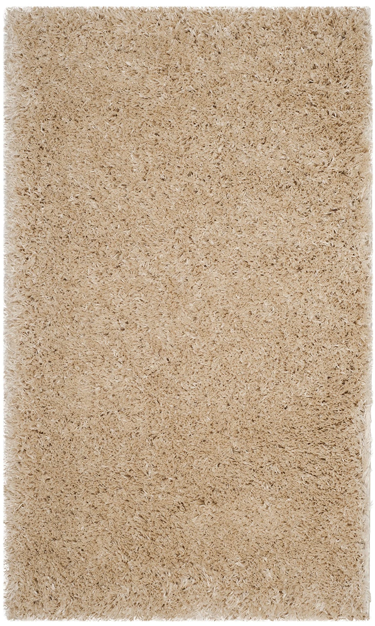 SAFAVIEH Polar Shag Collection Area Rug - 4' Round, Light Beige, Solid Glam Design, Non-Shedding & Easy Care, 3-inch Thick Ideal for High Traffic Areas in Living Room, Bedroom (PSG800A)