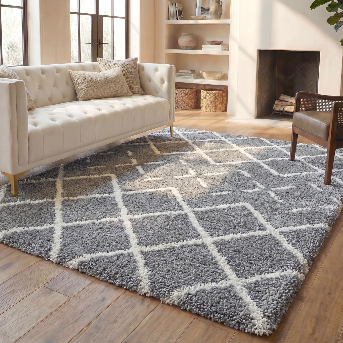 SAFAVIEH Arizona Shag Rug 5'1"x7'6", Soft Plush Ivory & Beige ASG743A