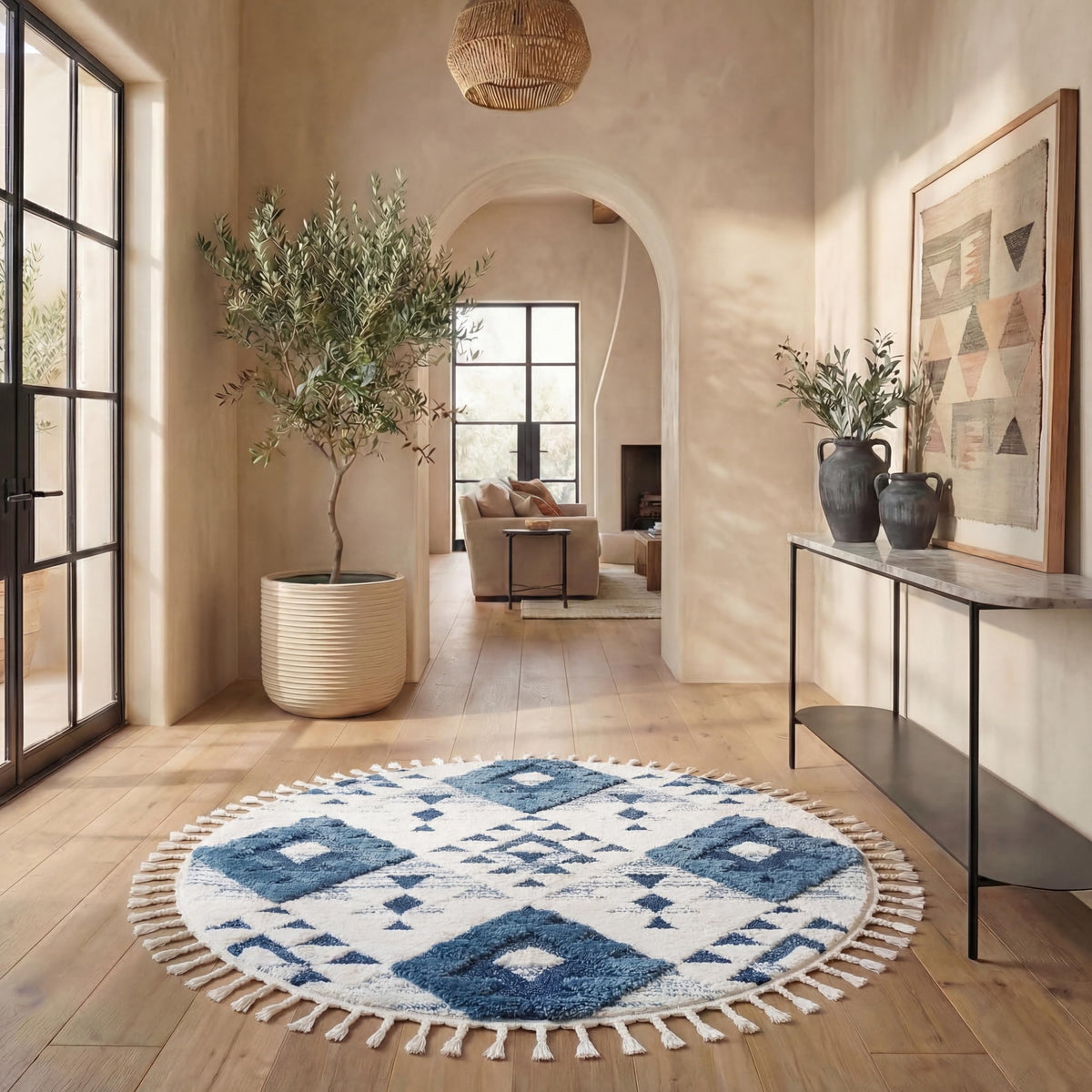 SAFAVIEH Moroccan Tassel Shag Rug 5'3"x7'6", Ivory & Brick Rust MTS688P