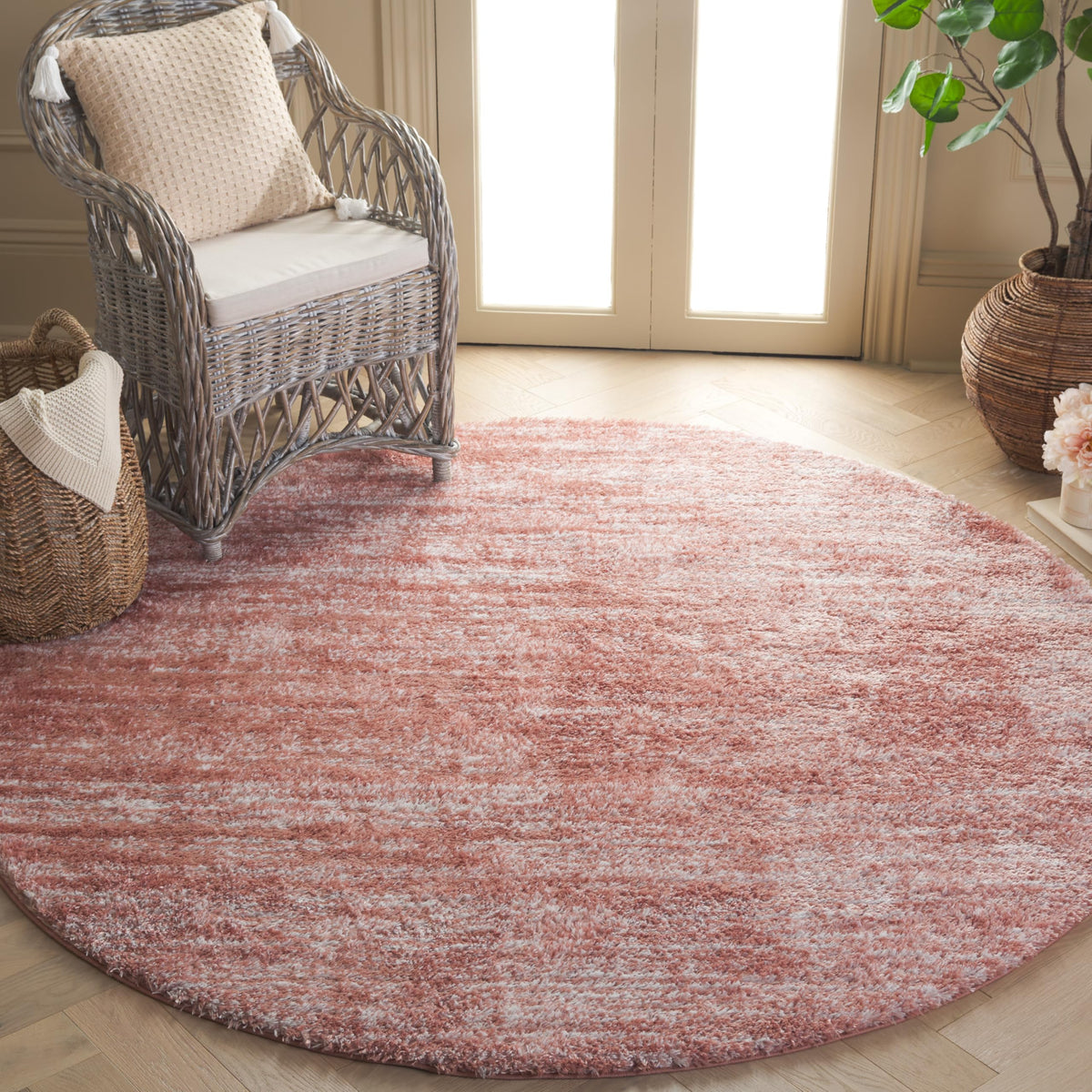 SAFAVIEH Area Rug 8x10 - Tahoe Shag Collection - Large - Blue & Ivory, Modern Design, Non-Shedding & Easy Cleaning, Plush Thick Pile, Ideal for Living Room, Bedroom, Dining Space (THO653M)