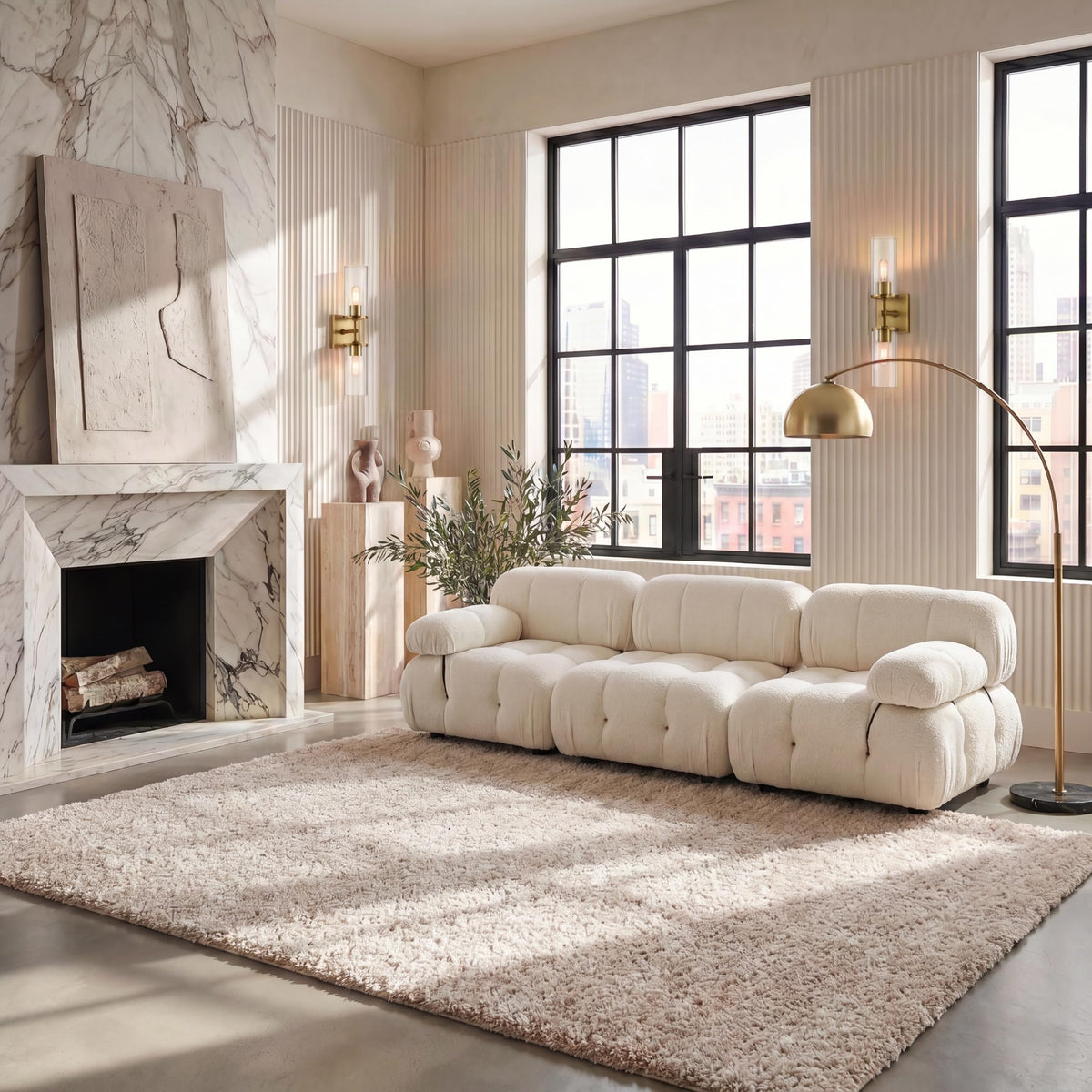 SAFAVIEH Hudson Shag Rug 10x14, Plush X-Large Ivory & Grey SGH295B