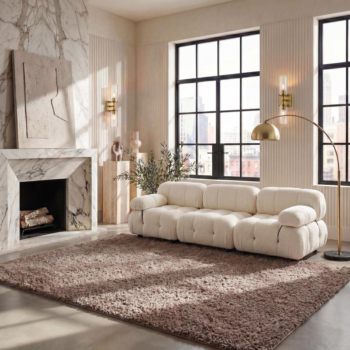 SAFAVIEH August Shag Rug 8'x10', Soft Plush Modern Ivory AUG900C