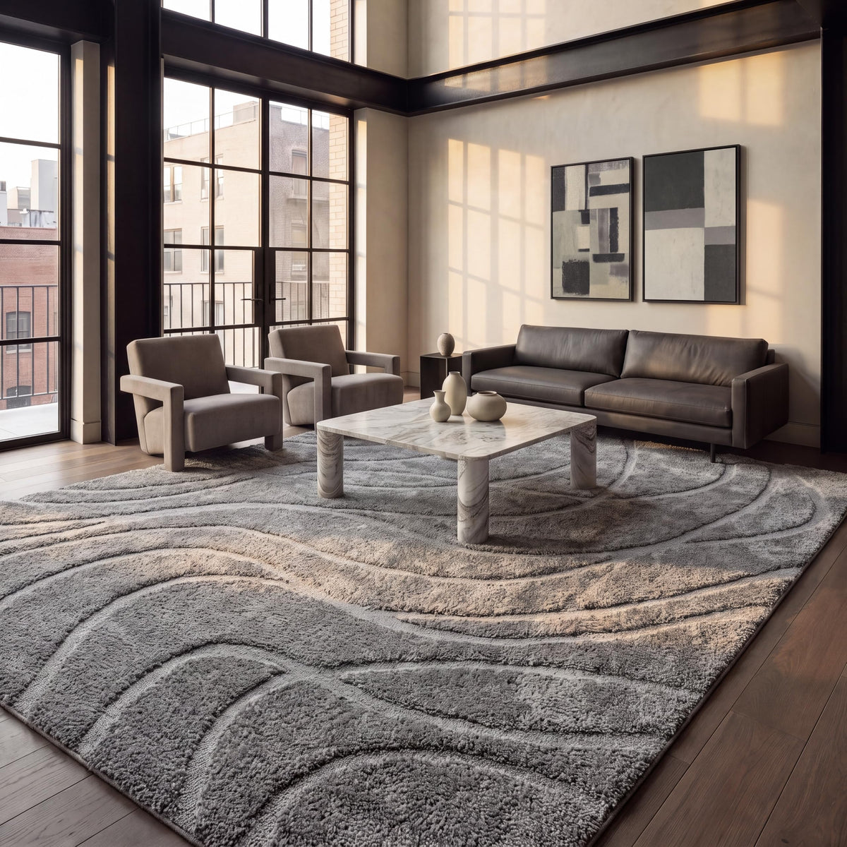 SAFAVIEH Florida Shag Rug 6'x9', Soft Plush Modern Cream & Beige SG471-1113