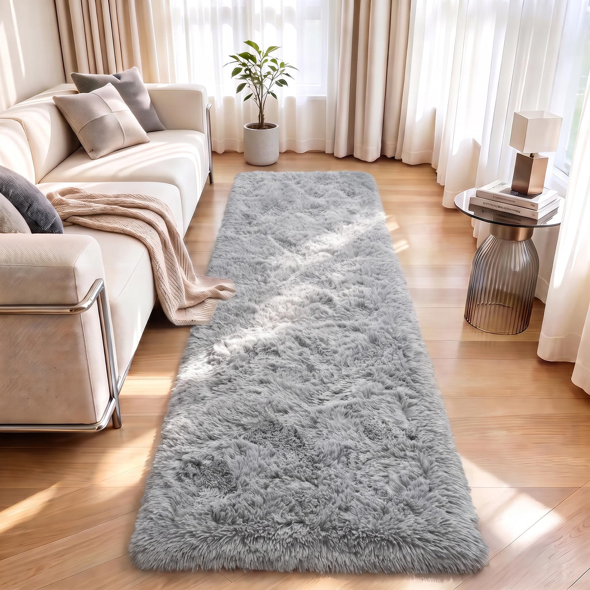 LOCHAS Area Rugs Fluffy Living Room Carpets for Kids Bedroom 6x9, Cream