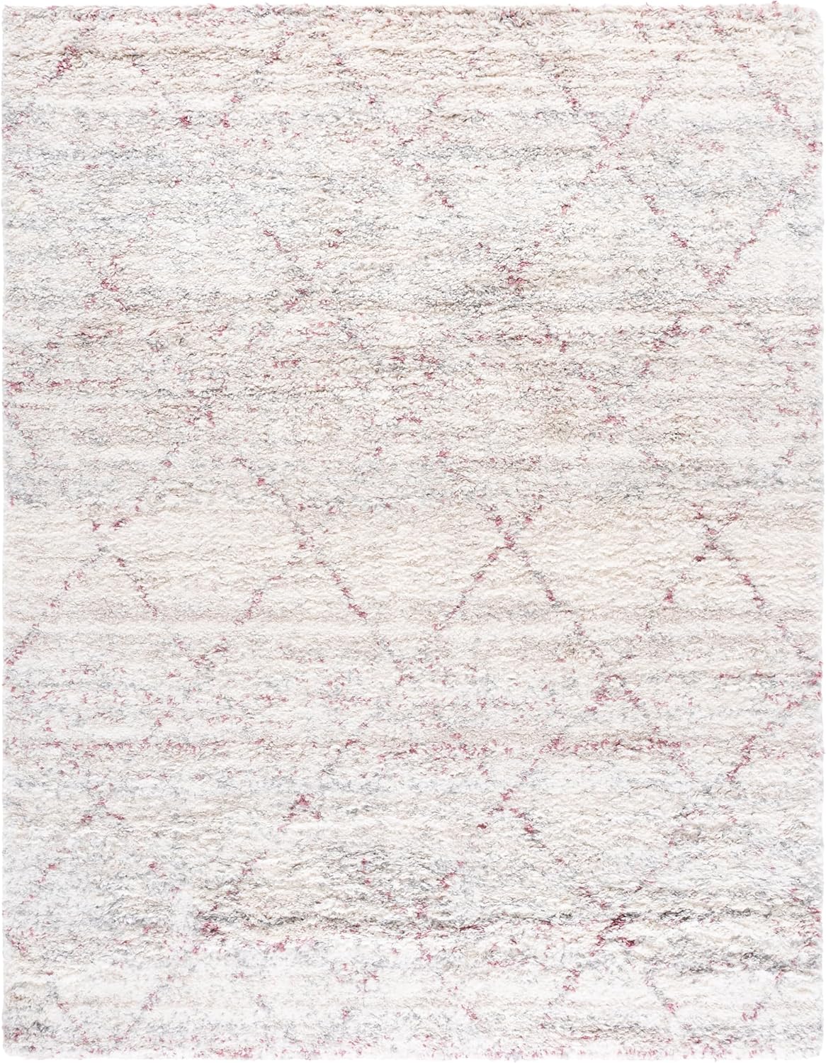 SAFAVIEH Area Rug 8x10 - Fontana Shag Collection - Large - Pink & Ivory, Modern Design, Non-Shedding & Easy Cleaning, Ultra Plush Thick Pile, Ideal for Living Room, Bedroom, Dining Space (FNT886U)
