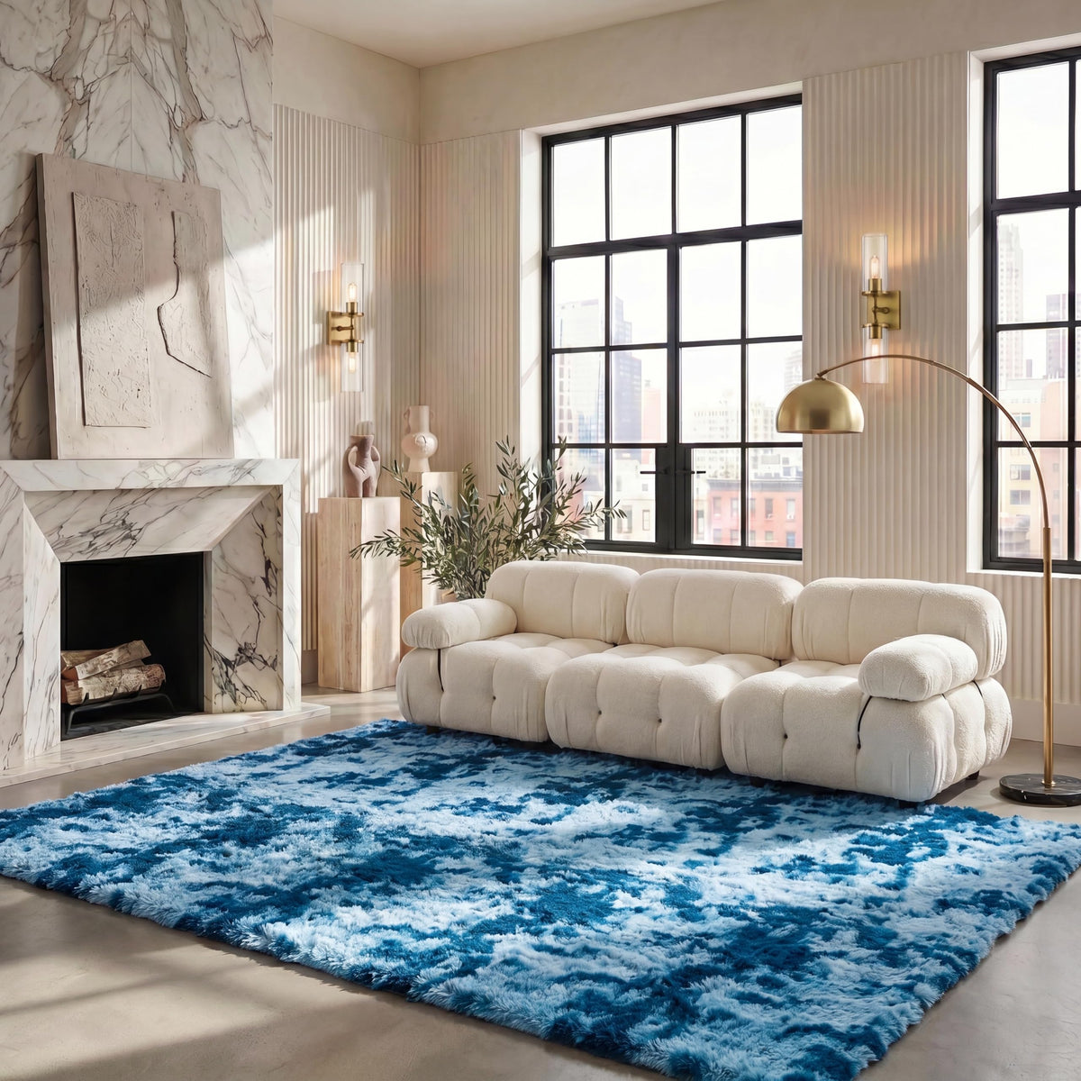 SAFAVIEH Rainbow Shag Collection Area Rug - 8' x 10', Light Beige, Slip Resistant, Non-Shedding & Easy Care, 1.6-inch Thick, Ideal for Living Room, Bedroom, Home Office, Dining Space (RBO100A-8)