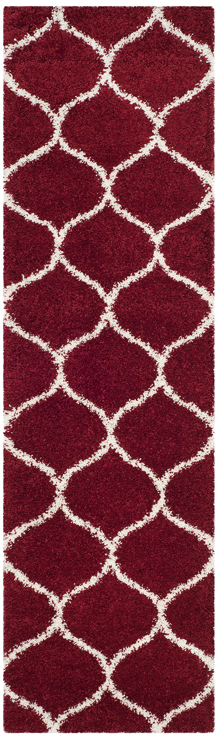 SAFAVIEH Hudson Shag Collection 9' x 12' Grey/Ivory SGH280B Moroccan Ogee Trellis Non-Shedding Living Room Bedroom Dining Room Entryway Plush 2-inch Thick Area Rug