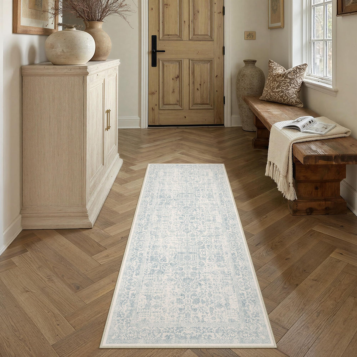 PureCozy Gray Area Rug 8x10 Vintage Floral
