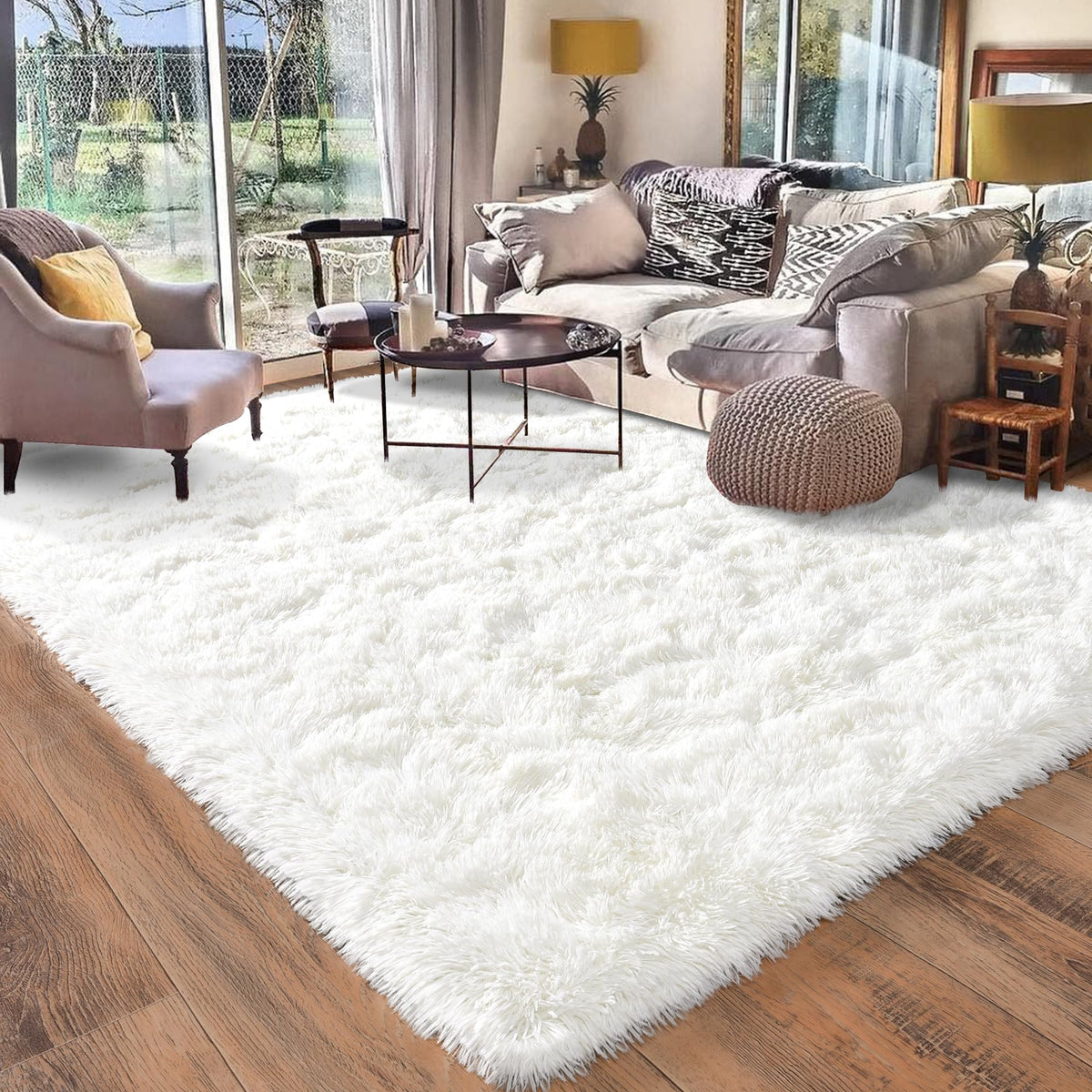 8x10 Area Rugs for Living Room, Ultra Soft Large Shag Black Bedroom Rug Upgrade Non-Slip Plush Modern Fluffy Carpet for Kids Boys Girls Room Home Decor Aesthetic