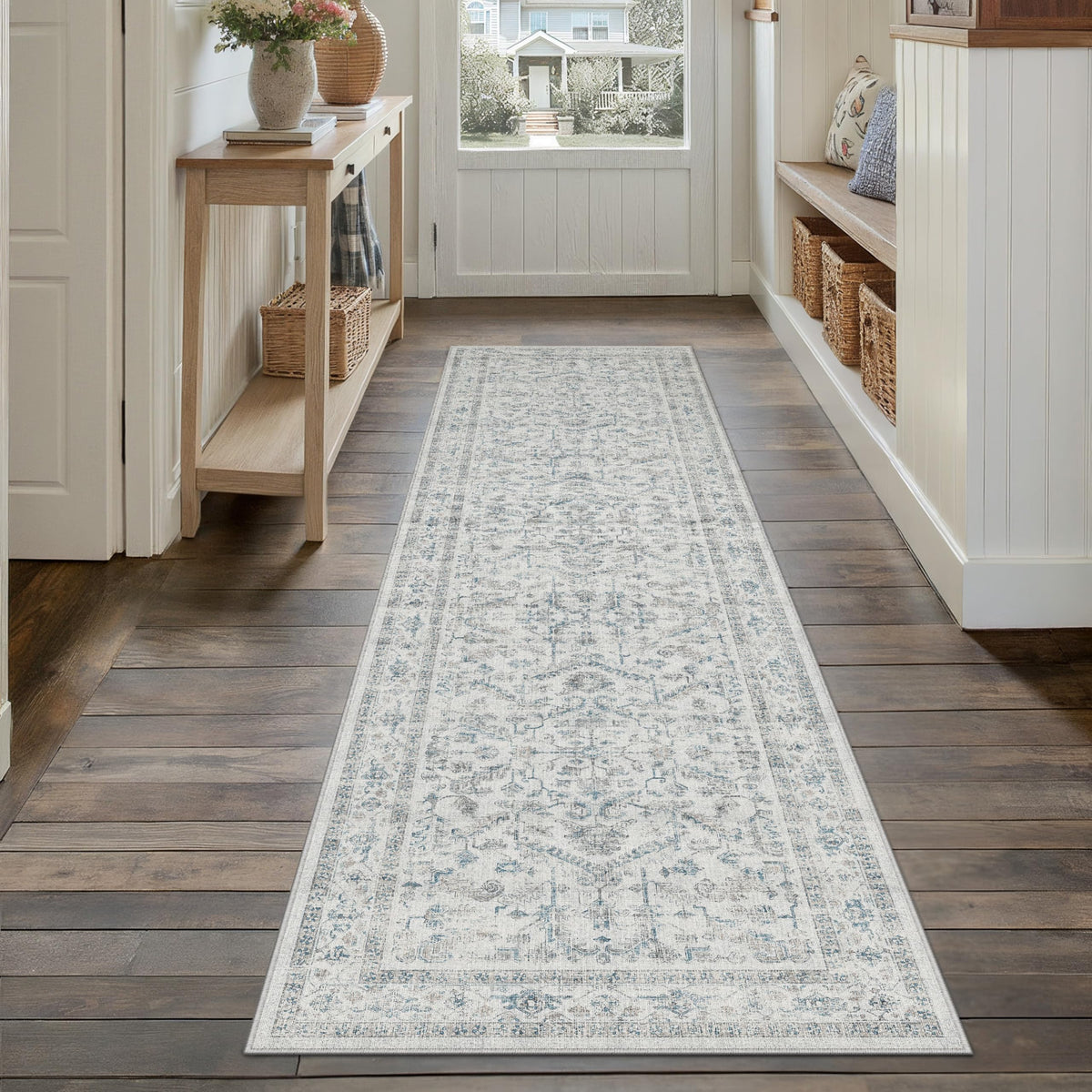 PureCozy Gray Area Rug 8x10 Vintage Floral