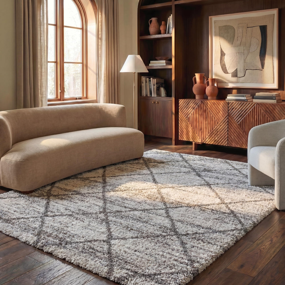 SAFAVIEH Hudson Shag Rug 8'x10', Soft Plush Moroccan Ivory & Beige SGH281D
